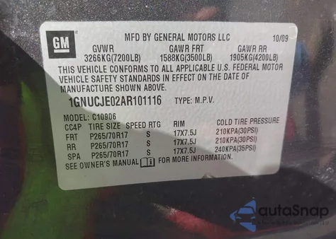 2010 Chevrolet Suburban 1500 Lt1 z USA, uszkodzony, nr VIN 1GNUCJE02AR101116